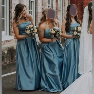Strapless bridesmaid dress.